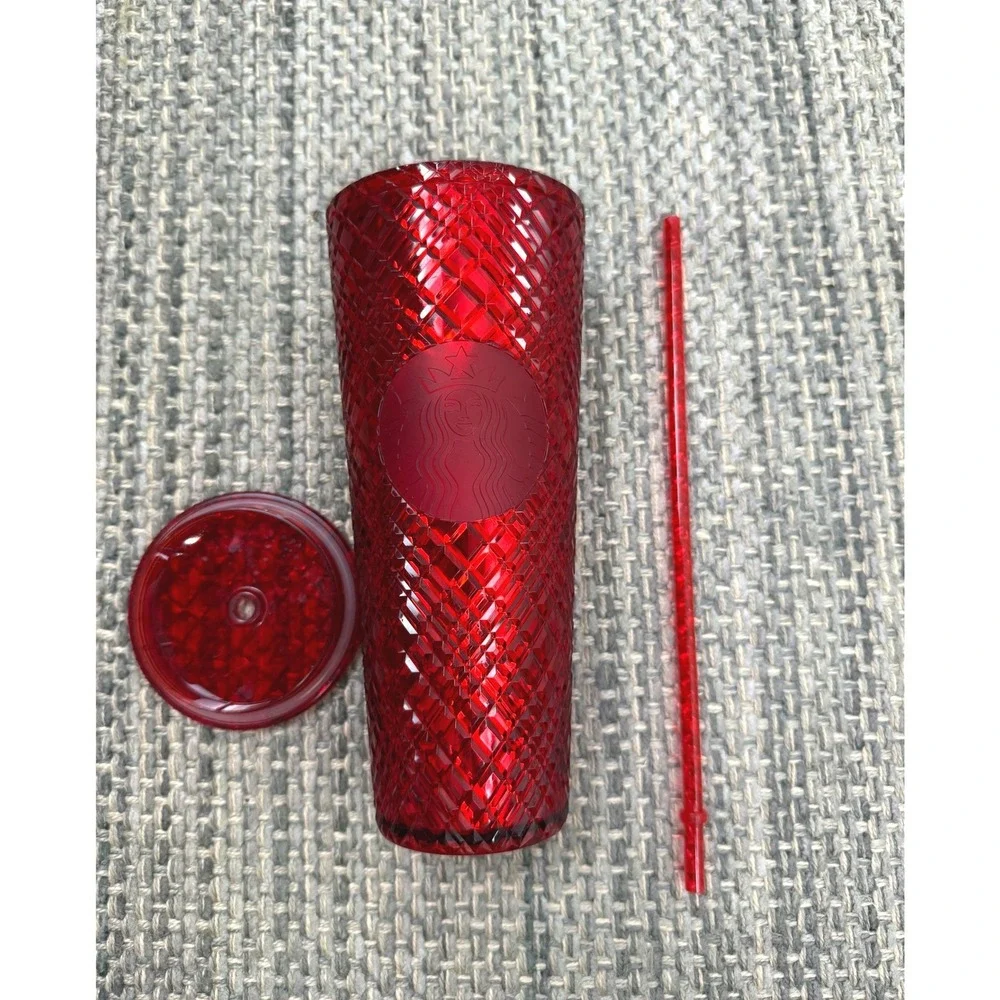Starbucks 2021 Holiday Ruby Red Jewel Venti Tumbler 24oz Textured Cold Cup NWT